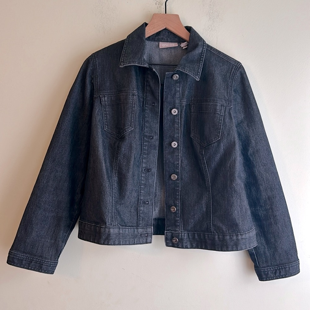 Chicos Black Denim Jacket - Picture 1 of 4